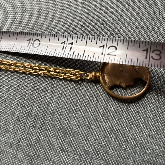 1974 John F Kennedy JFK Gold Plated Half Dollar Pendant Necklace, 24” - Picture 7 of 7